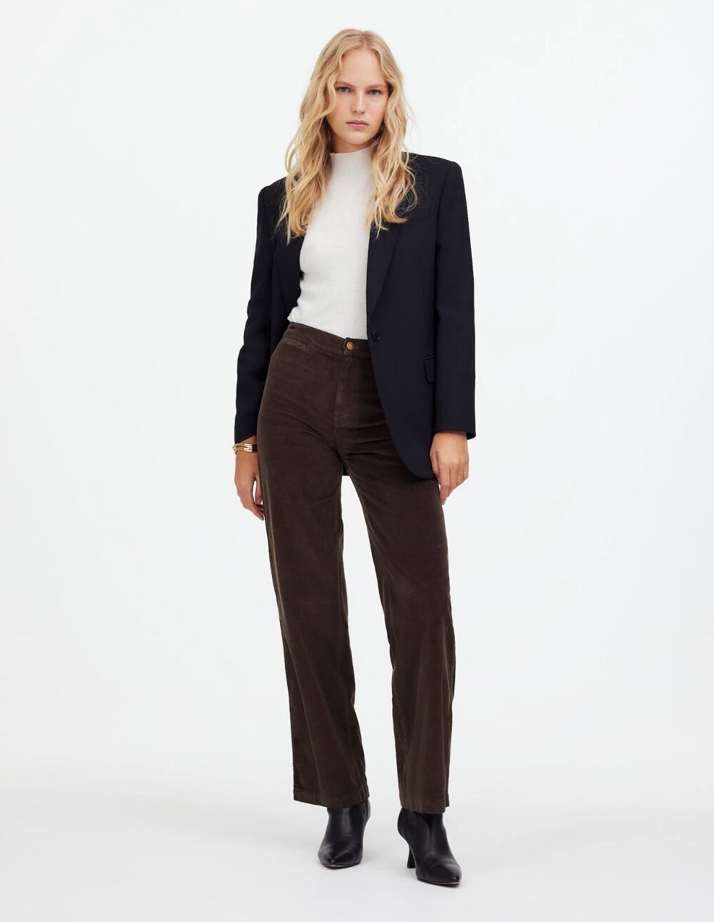 Madewell Curvy Emmett Wide Leg Corduroy Brown Pants Women's Size 27